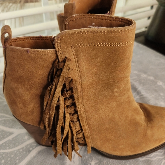 Women's RAMPAGE Ankle Boots Cowboy Faux Leather Fringe POW WOW Size 9 - Picture 5 of 8